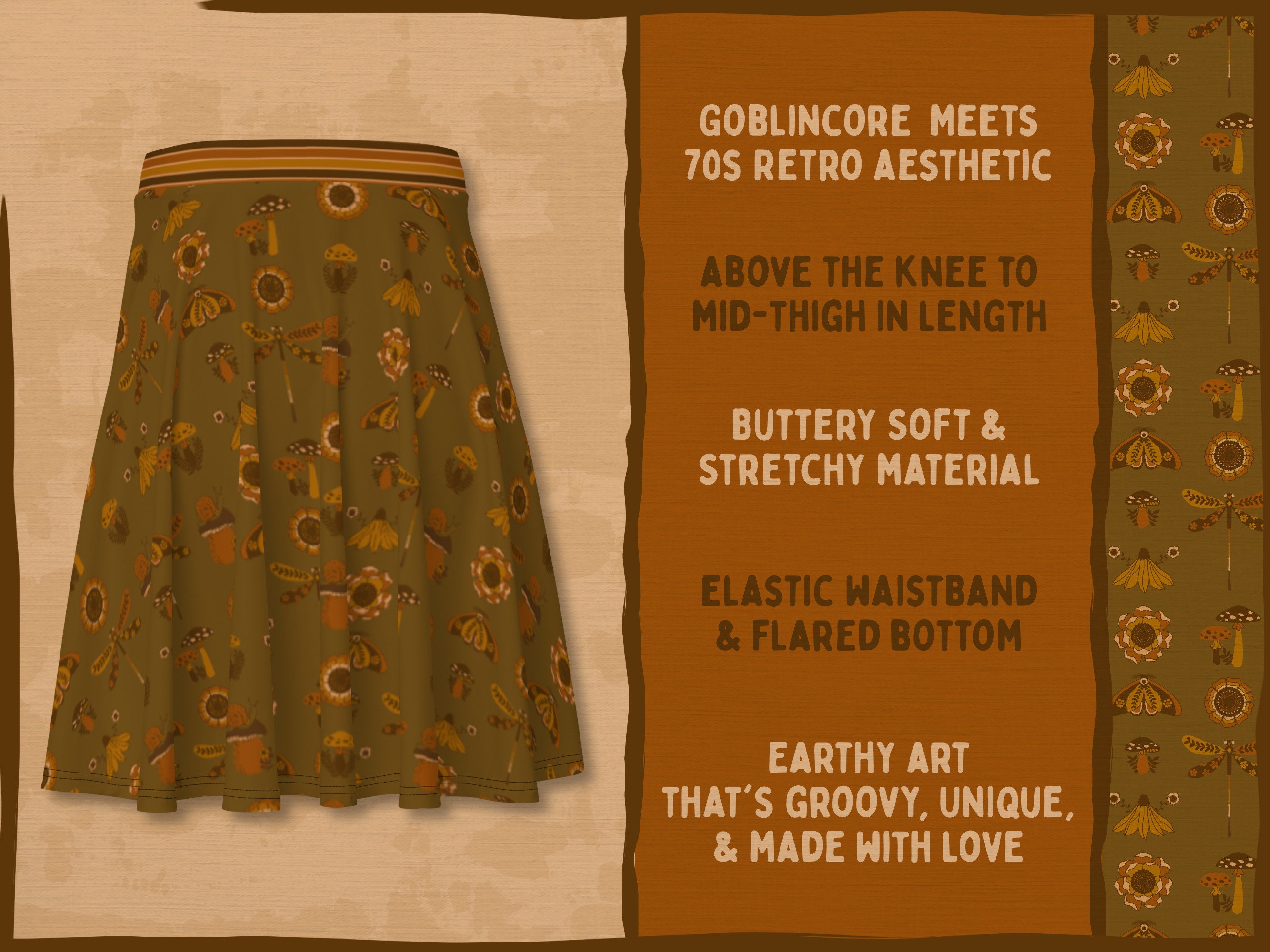 Goblincore Floral Skirt With Pockets