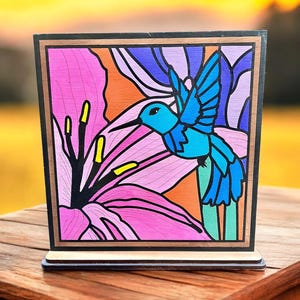 Hummingbird,DIY Paint Kit,Wooden Puzzle,Craft Kits, Fall Decor,Paint at Home,Gift for Her,DIY Wood Sign Kit,Wood Mosaic,Wood Art,Unique Gift