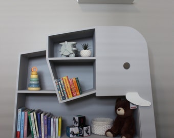 Kids Bookshelf Elephant Decor Bookcase Childrens Nursery Shelf Etsy UK