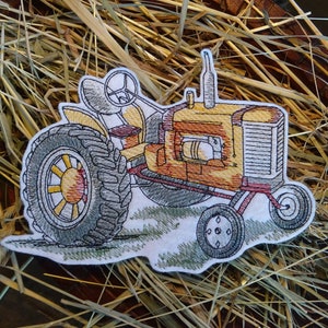 Appliqué tractor, retro tractor, vintage, 3 sizes, to sew on or iron on