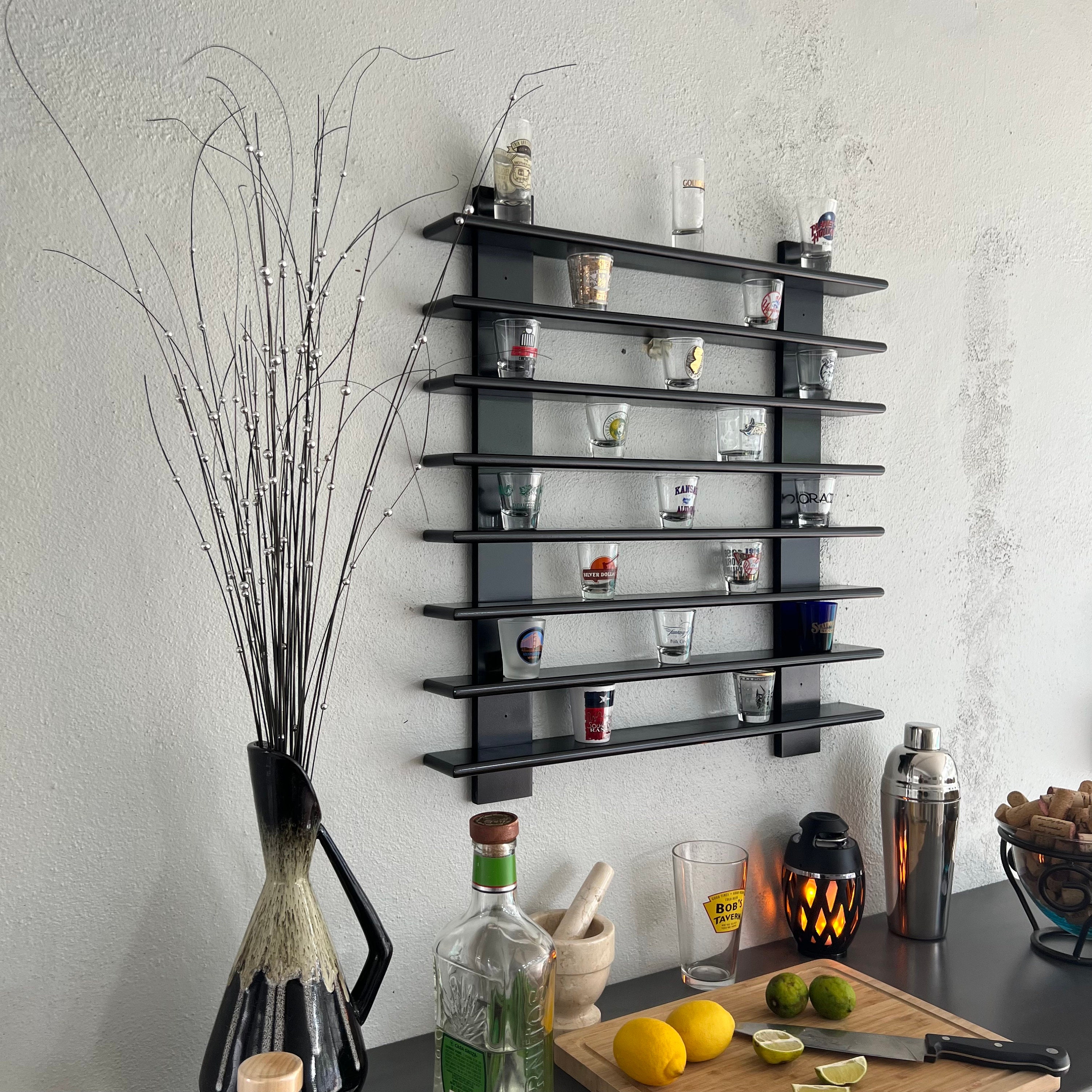 Shot Glass Display Shelf Handmade Rack Holds 90 Shot Glasses Etsy