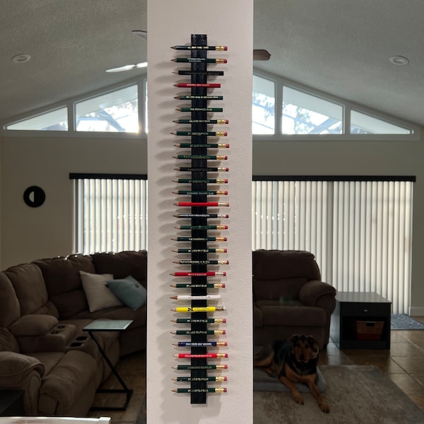 Golf Pencil Display Rack Holds 30 pencils collection Handmade Shelf Wall Mount Wall Decor Art Pen Collectable Logo Holder Gift Stand Storage