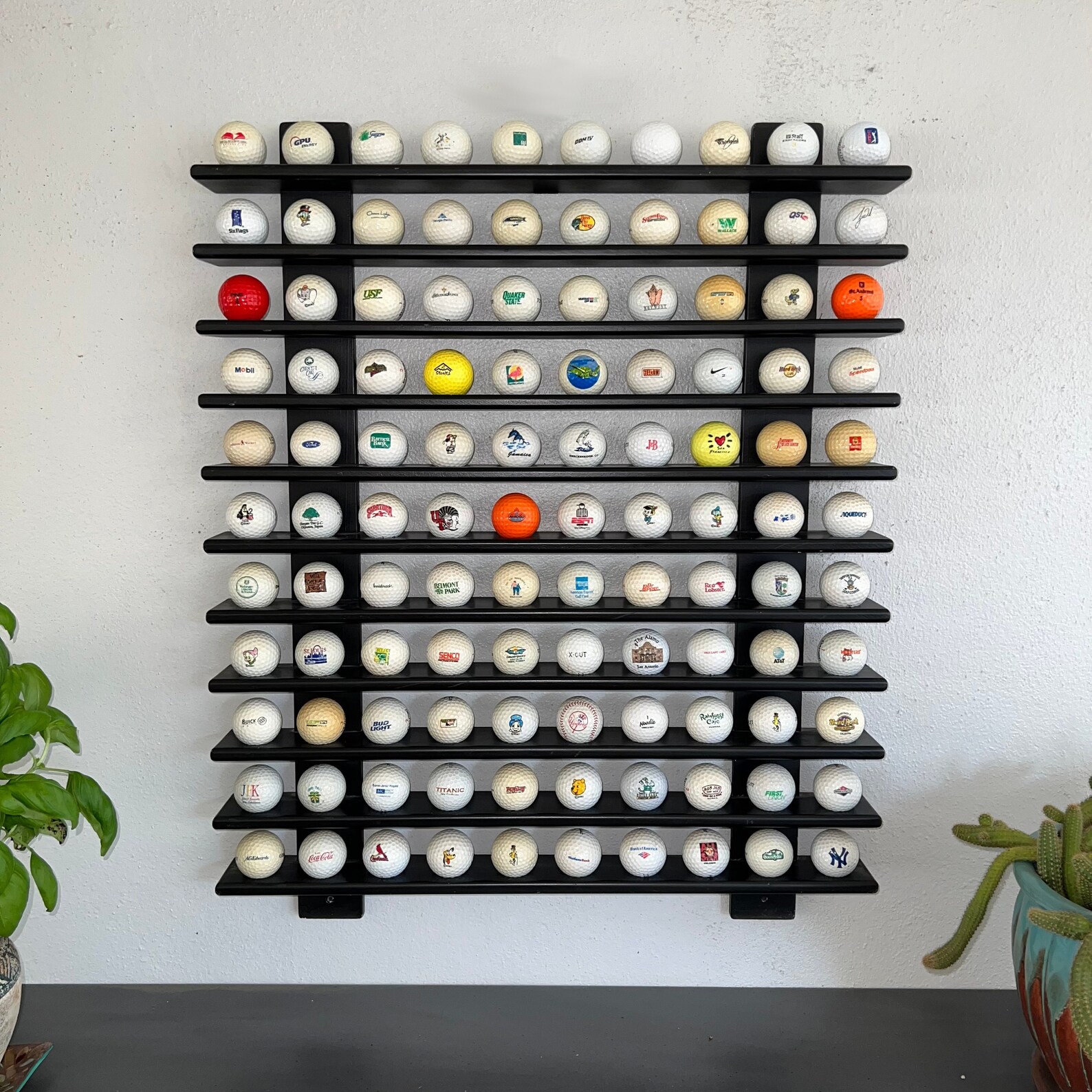 Golf Ball Display Rack Holds 110 Balls, Handmade, Golf Ball Shelf Wall