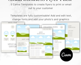 Small Business Flyers Pack, Marketing Flyer, Canva Template, Small Business Resources, Flyer Pack, Flyer Template, Business Template