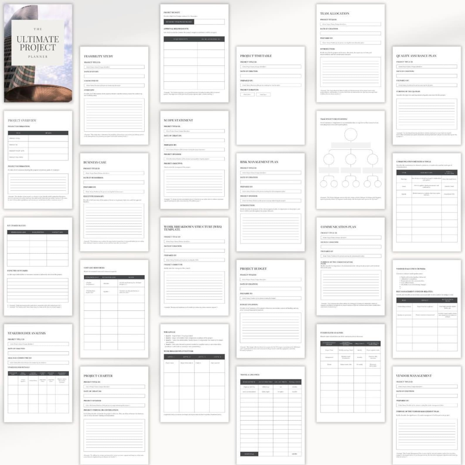 Editable Project Planner | Project Management | Business Planner ...