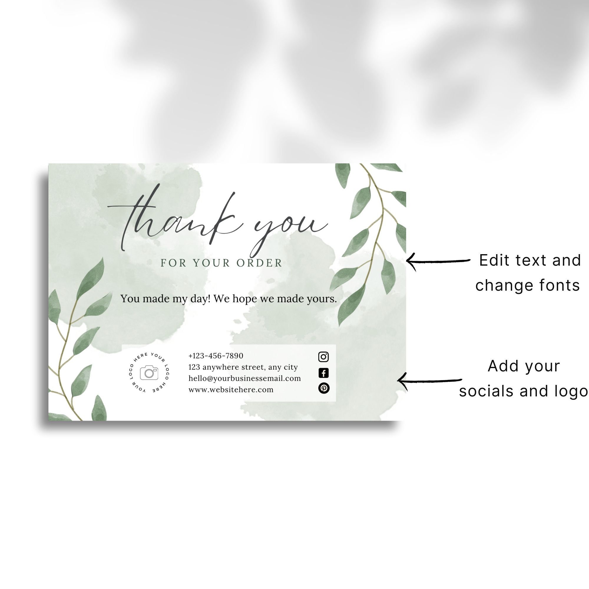 Editable Business Thank You Card | Printable Customer Cards | Canva ...