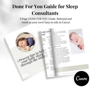 Sjablonen voor slaapconsulenten | Bewerkbare babyslaapgids | Socialmediasjablonen voor slaapcoaches | Leadmagneet voor e-mailmarketing | Canvas