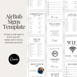 Airbnb Welcome Sign Template: Vacation Rental Guest Information (Canva)
