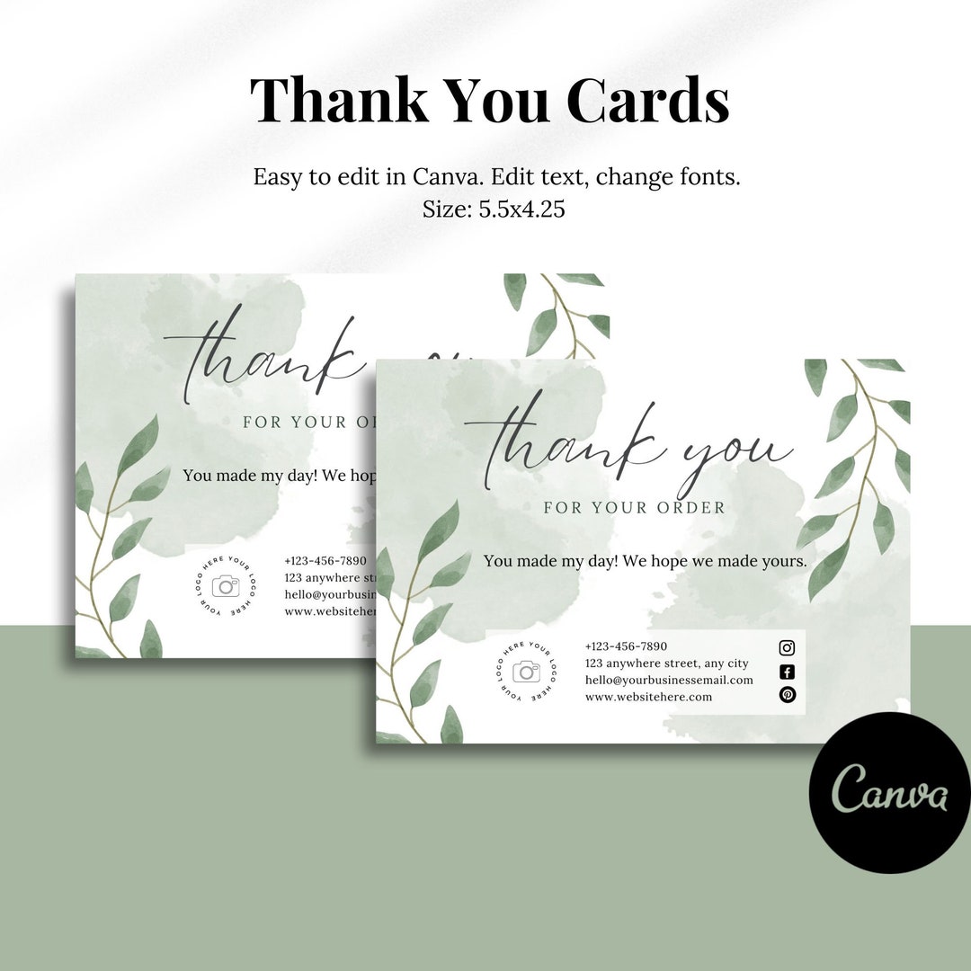 Editable Business Thank You Card | Printable Customer Cards | Canva ...