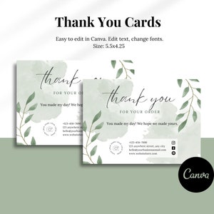 Editable Business Thank You Card | Printable Customer Cards | Canva Template | Editable Thank You Card | Order Thank you | Insert Card