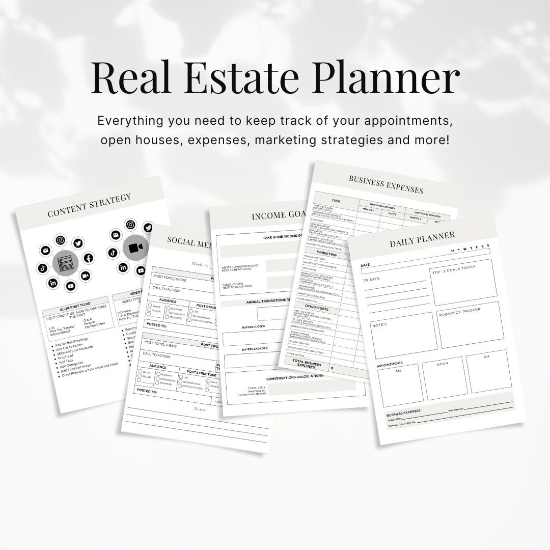Editable Real Estate Marketing | Realtor Digital Planner | Ultimate Real Estate Agent Planner ...