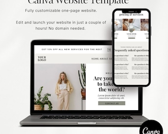Small Business Website Template, Sales Page Website, Landing Page, Canva Website template, Coaching program website, course launch website