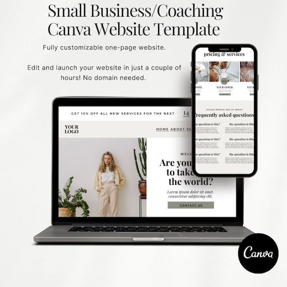 Small Business Website Template, Sales Page Website, Landing Page, Canva Website template, Coaching program website, course launch website