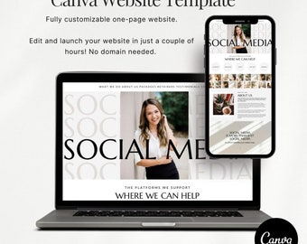 Social Media Website Template | Canva Website Vorlage | Social-Media-Manager | One Page Website | Canva Landing Page | Verkaufstrichter