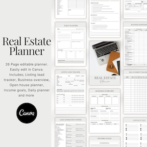 Editable Real Estate Planner | 2024 Realtor Planner | Business Planner | Digital Planner | Realtor Marketing | Canva Template for Realtors