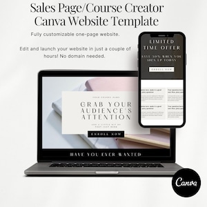 Sales Page Canva Template | Editable Sales Page | Course Creator Canva | Landing Page | Course Sales Page Canva Website | Online Course