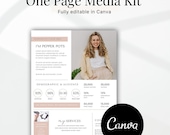 One Page Media Kit, Blogger Template, Canva Media Kit, Brand Kit, Influencer Template, Influencer Media Kit, Canva Template, small business