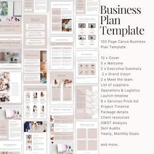Business Plan Template | Canva Template | Business Plan Analysis | Marketing Plan | Small Business Planner Editable | Side Hustle