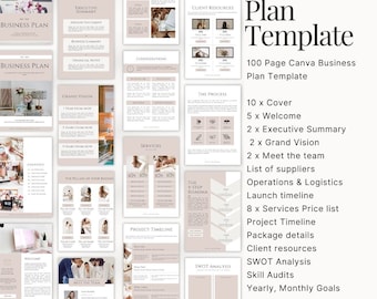 Business Plan Template | Canva Template | Business Plan Analysis | Marketing Plan | Small Business Planner Editable | Side Hustle
