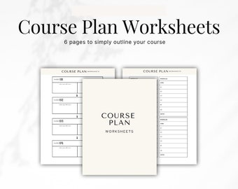 Course plan worksheets, Course creation, Course creator, Lesson plan, Action plan, Course worksheets, done for you, Course workbook