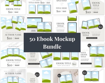 50 Ebook Mockup | Promotional Posts | Ebook Template | Magazine Mockup | Ebook Mockup Canva | Book Mockup | Digital Product Mockup | Canva