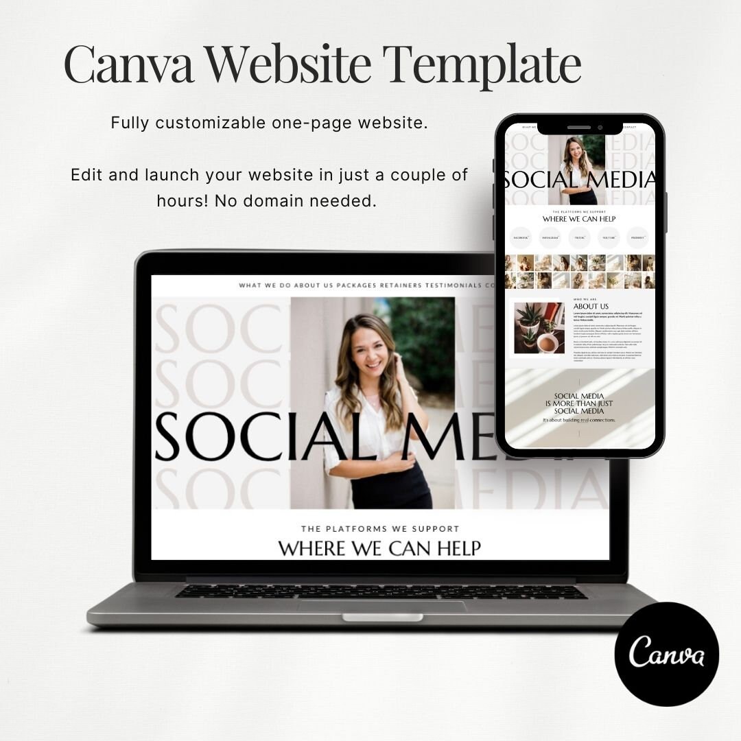 Social Media Manager Website Template Canva Website Template Etsy