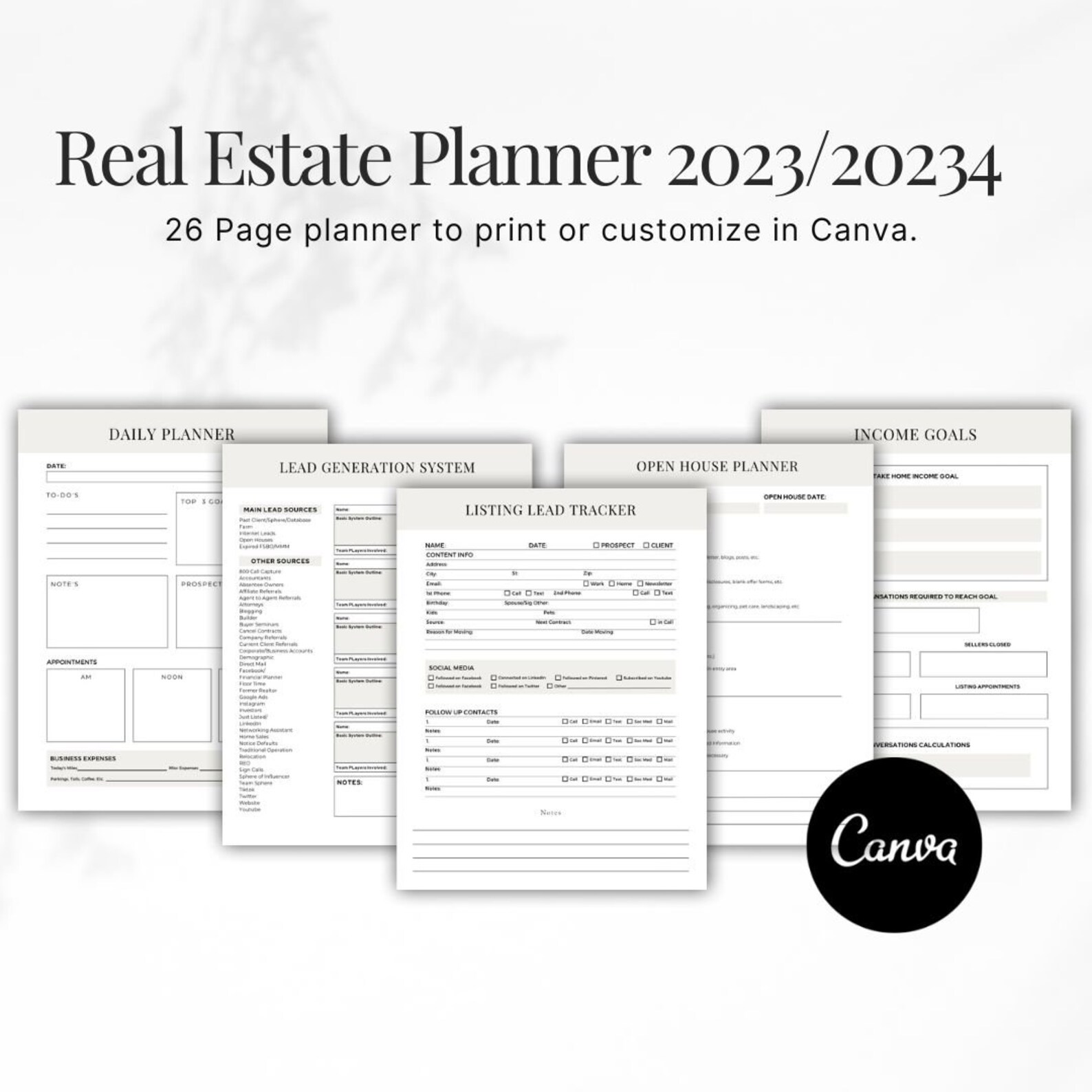 Editable Real Estate Marketing | Realtor Digital Planner | Ultimate Real Estate Agent Planner ...