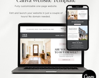 Real Estate Website Template | Realtor Marketing | Canva Website Template | Minimal Website Template | Real Estate Branding | Marketing
