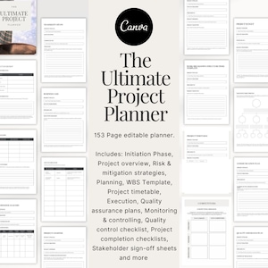 Editable Project Planner | Project Management | Business Planner | Project Manager | Project Timeline | Digital Planner | Project Tracker