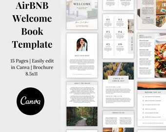 AirBnb Welcome Book Template | AirBnb House Manual Template | Canva Templates | VRBO Guest Guide | AirBnb Guide Book | Vacation Rental