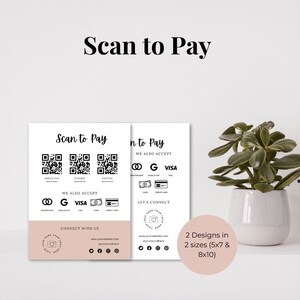 Scan To Pay Template | Qr Code Sign | Salon Sign | Cashapp Paypal Sign For Small Business | Instant Download | Venmo | Editable scan to pay