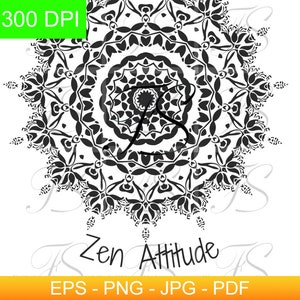 Printable Design - T577 - Mandala - Ethnique- Etnic - Zen Attitude - image à imprimer - Digital Download - 300 DPI - Svg compatible Cricut