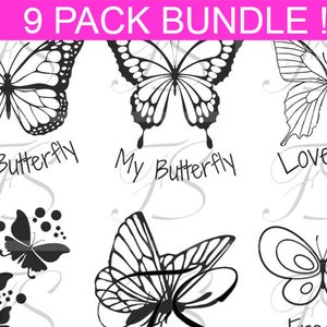 Printable Design - T568 - 9 PACK BUNDLE - Designs - Papillons - Butterfly  - Art Bundle 300 dpi - SVG Compatible Cricut