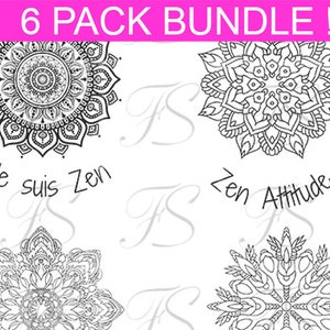 Printable Designs - T600 - 6 PACK BUNDLE - Love Mandala - Fashionpowerdesign Art Bundle 300 DPI - Svg compatible Cricut