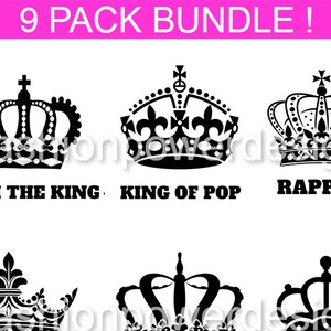 Printable Design - T550- 9 PACK BUNDLE - Couronnes - Crown- Fashionpowerdesign Art Bundle 300 DPI - Svg compatible Cricut