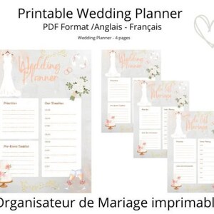 Simple and Original Cute Wedding Planner Printable, Wedding Planner Organizer - Wedding planner WD10
