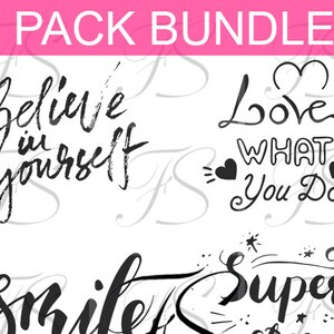 Printable Design - T580 -  6 PACK BUNDLE - Believe - Designs - inscription message textile - Art Bundle 300 DPI - Svg compatible Cricut