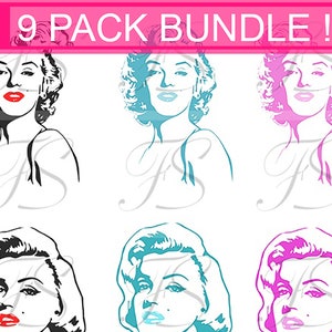 Printable Design -T539 - 9 PACK BUNDLE - Marilyn Monroe - Fashionpowerdesign Art Bundle - Svg compatible Cricut