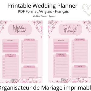 Simple and Original Cute Wedding Planner Printable, Wedding Planner Organizer - Wedding planner - Pink Rose WD20