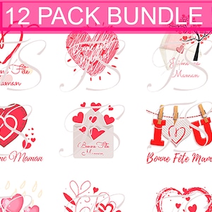 Printable Design - T537 - 12 PACK BUNDLE - Fête des Mères - Fashionpowerdesign Art Bundle 300 DPI - Svg compatible Cricut