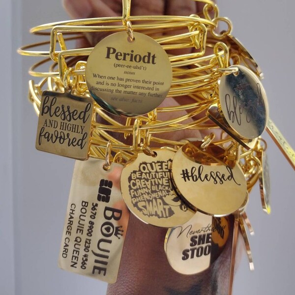 Gold affirmation charms,Gold slogan bangles, wholesale slogan charms, inspiration charms