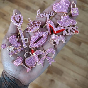 Pink rhinestone charms/bling charms/shoe charms/phone case charms