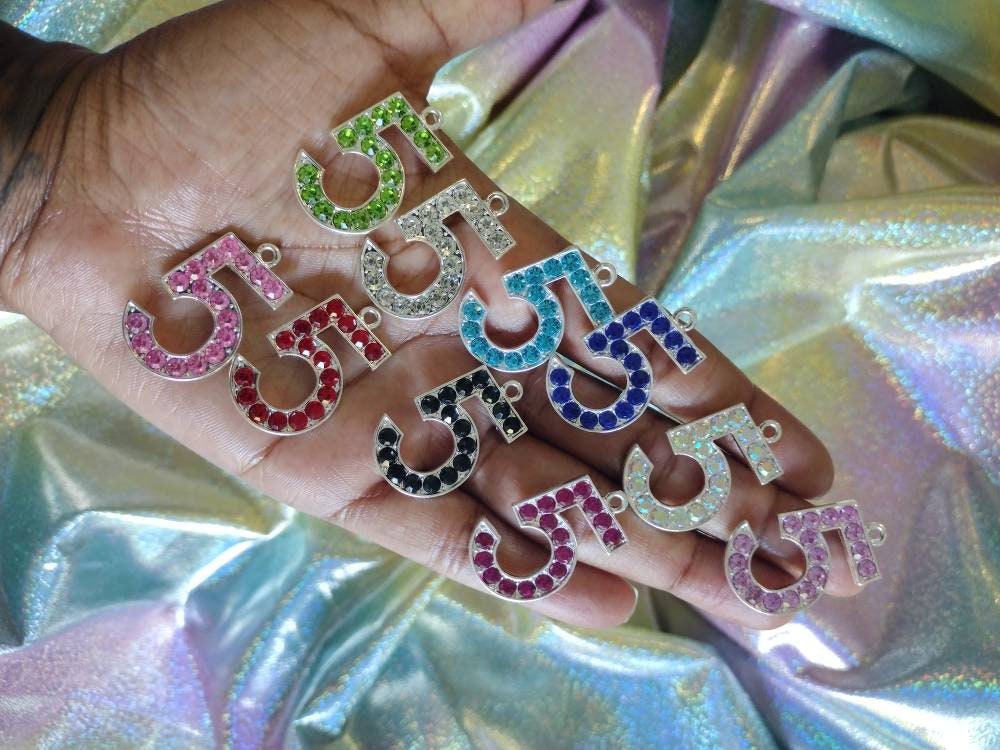Rhinestone Number Charm Etsy