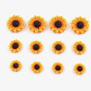 Sunflower charms/resin sunflower charm, sunflower shoe charms,flat back sunflower charms