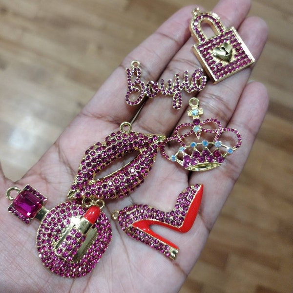 Magenta charms/bling charms/shoe charms/phone case charms,charm vendor