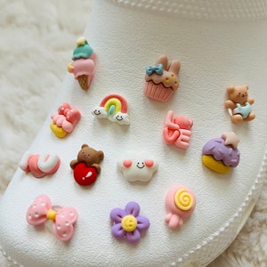 Rainbow Heart  love You Ice Cream Whale Bear  Cup Cake Lollipop Flower Cloud  Resin Shoe Charms