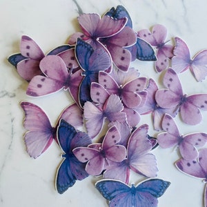 Pack of 25 Purple Wafer Die Cut Butterflies  - Edible