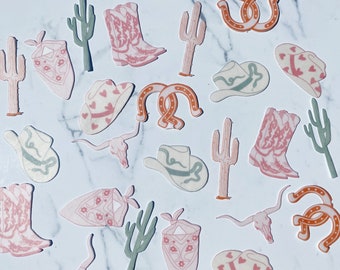 Pack of 24 Wafer Die Cut Cowgirl Toppers, Edible Cowgirl Toppers, Wafer Paper Toppers, Cowgirl Rodeo, Cowgirl Desert