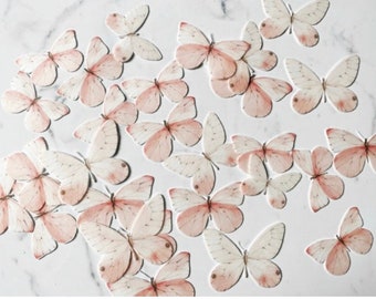 Pack of 28 Light Pink Wafer Die Cut Butterflies  - Edible