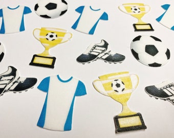 30x Birthday Soccer Cupcake Toppers – Edible Happy Birthday Décor, Wafer Sheet Cake Decorating